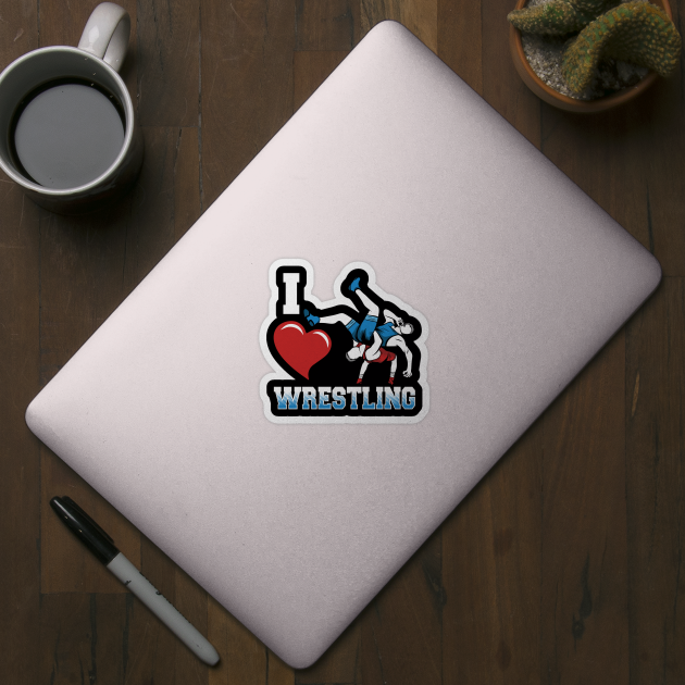 I heart wrestling - Amateur Wrestling by Gold Wings Tees